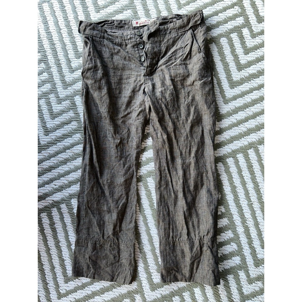 Marni Made In Italy Cropped Trouser Pants Linen Women's 32" Waist- Inseam 23.5